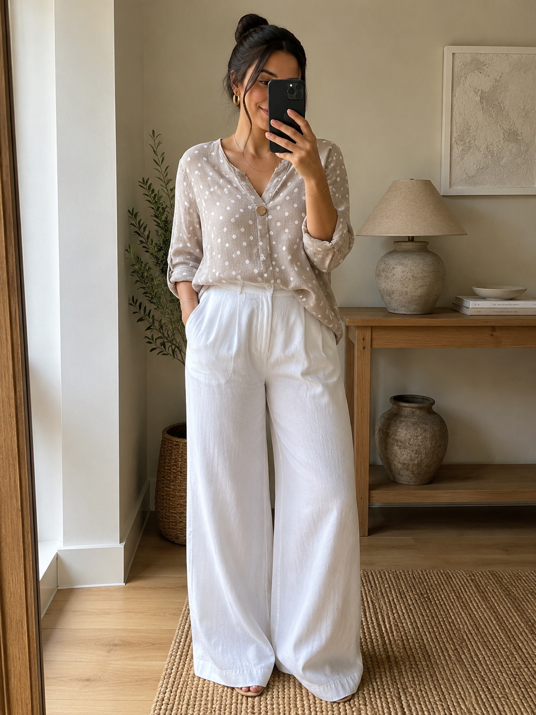POLKA DOT COTTON BLOUSE