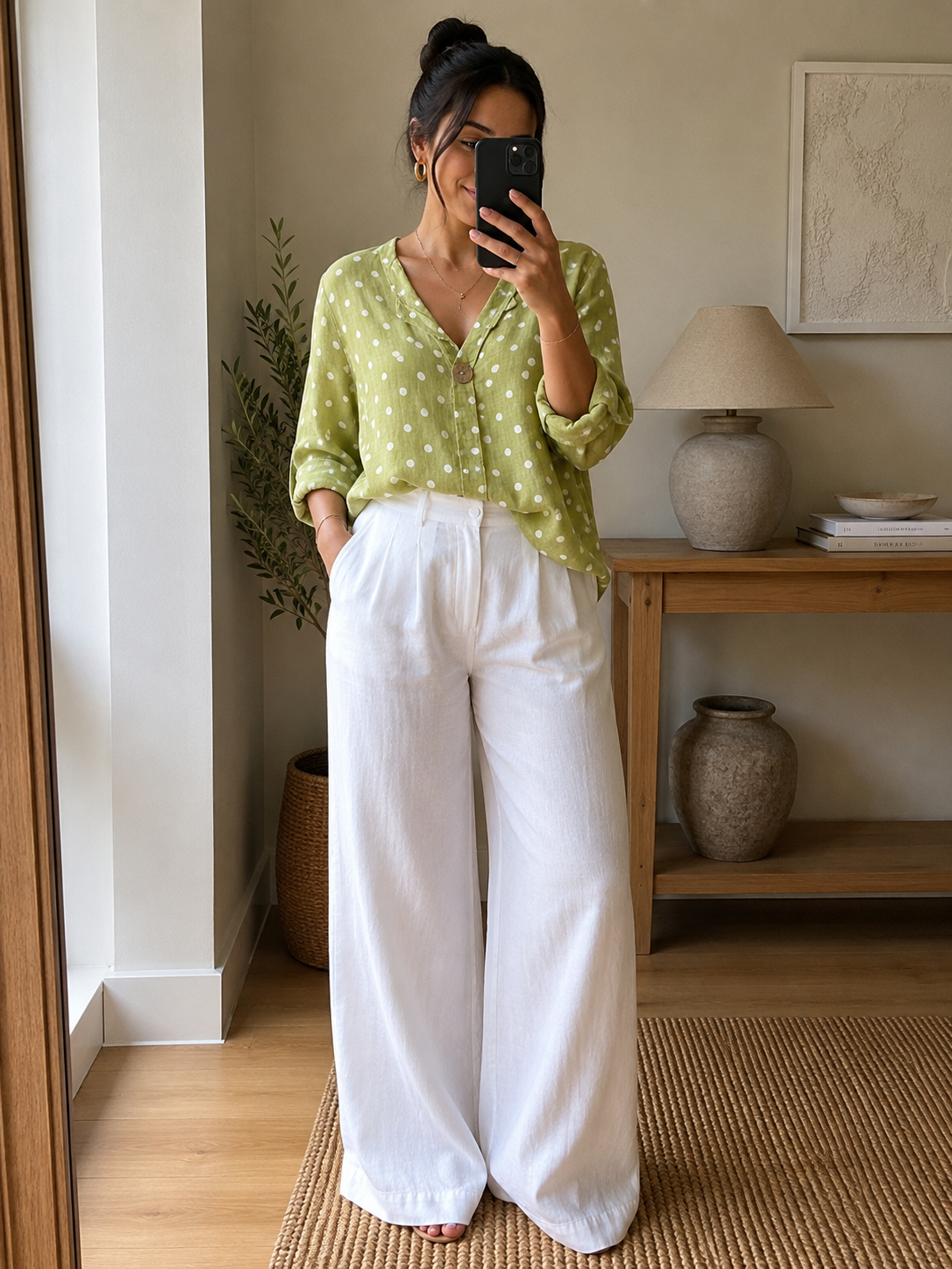 POLKA DOT COTTON BLOUSE