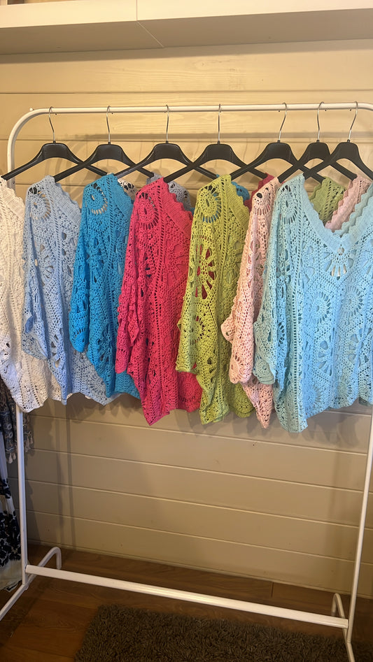 MABEL CROCHET BLOUSE WITH MATCHING VEST TOP  (8-16)
