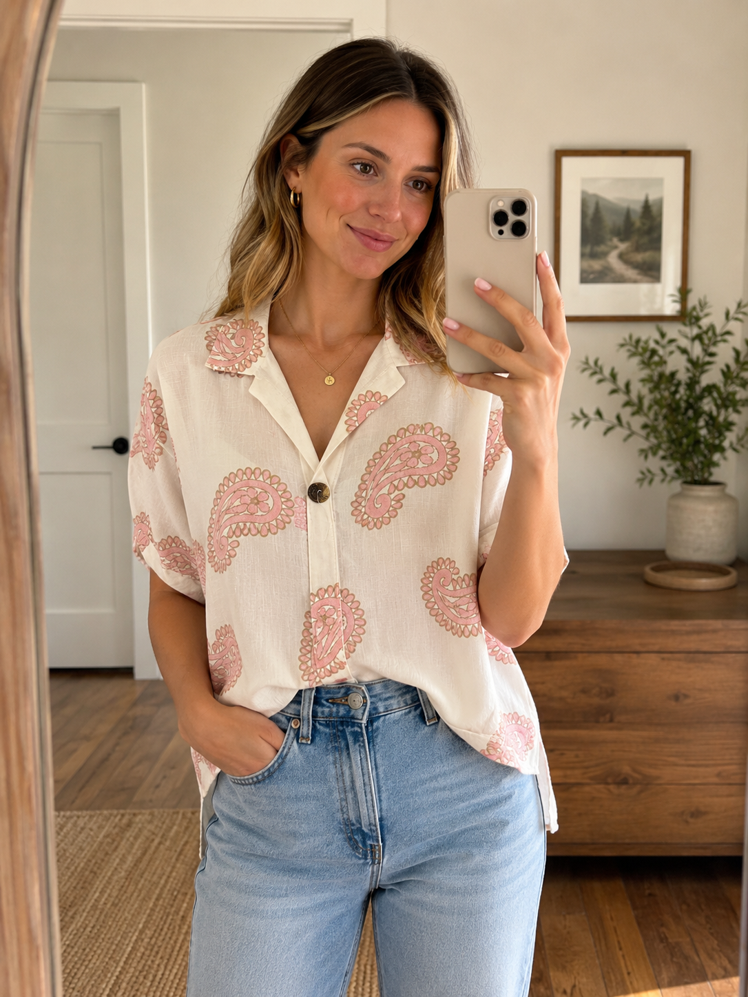 LINEN BLEND BLOUSE