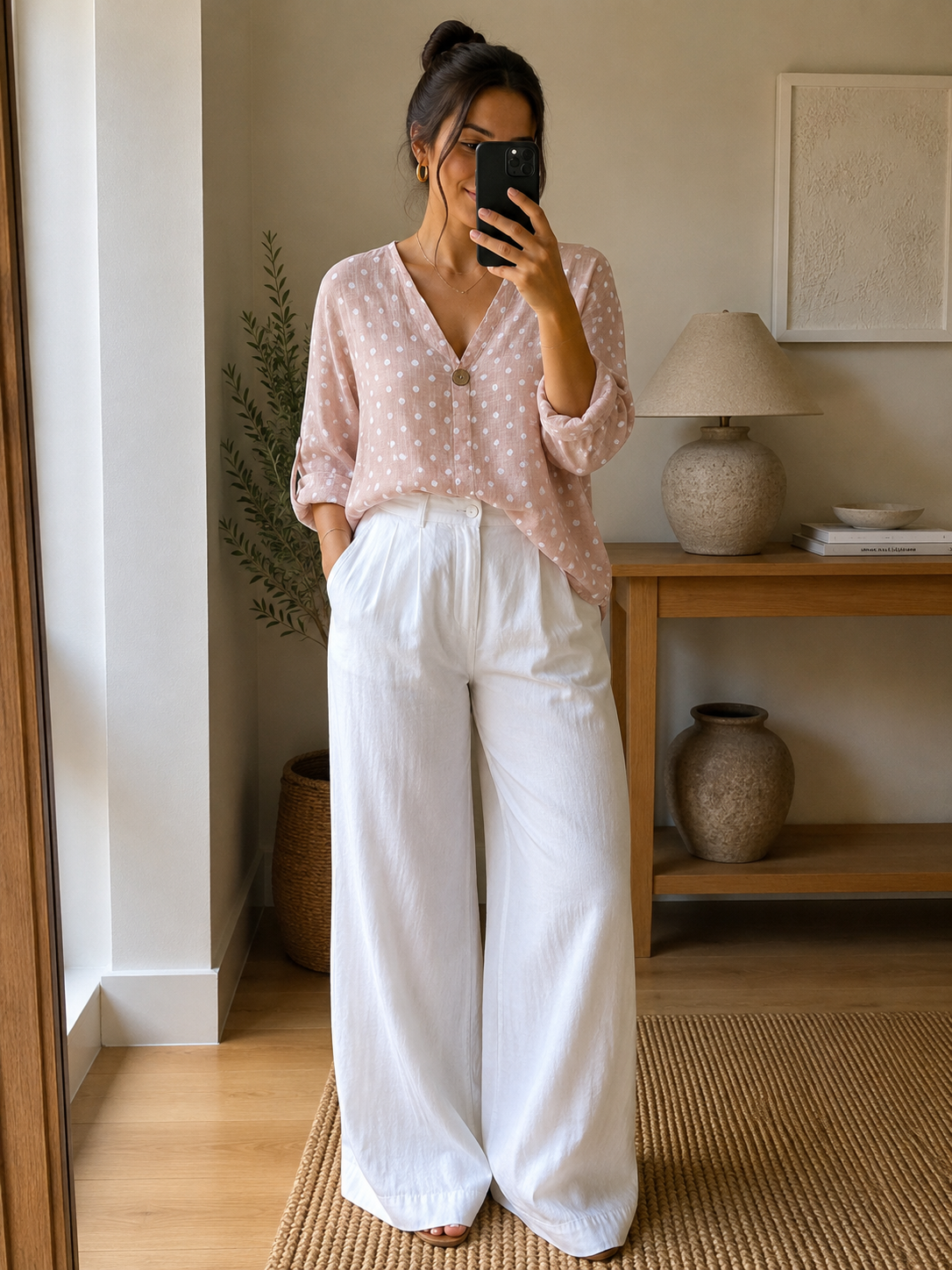 POLKA DOT COTTON BLOUSE