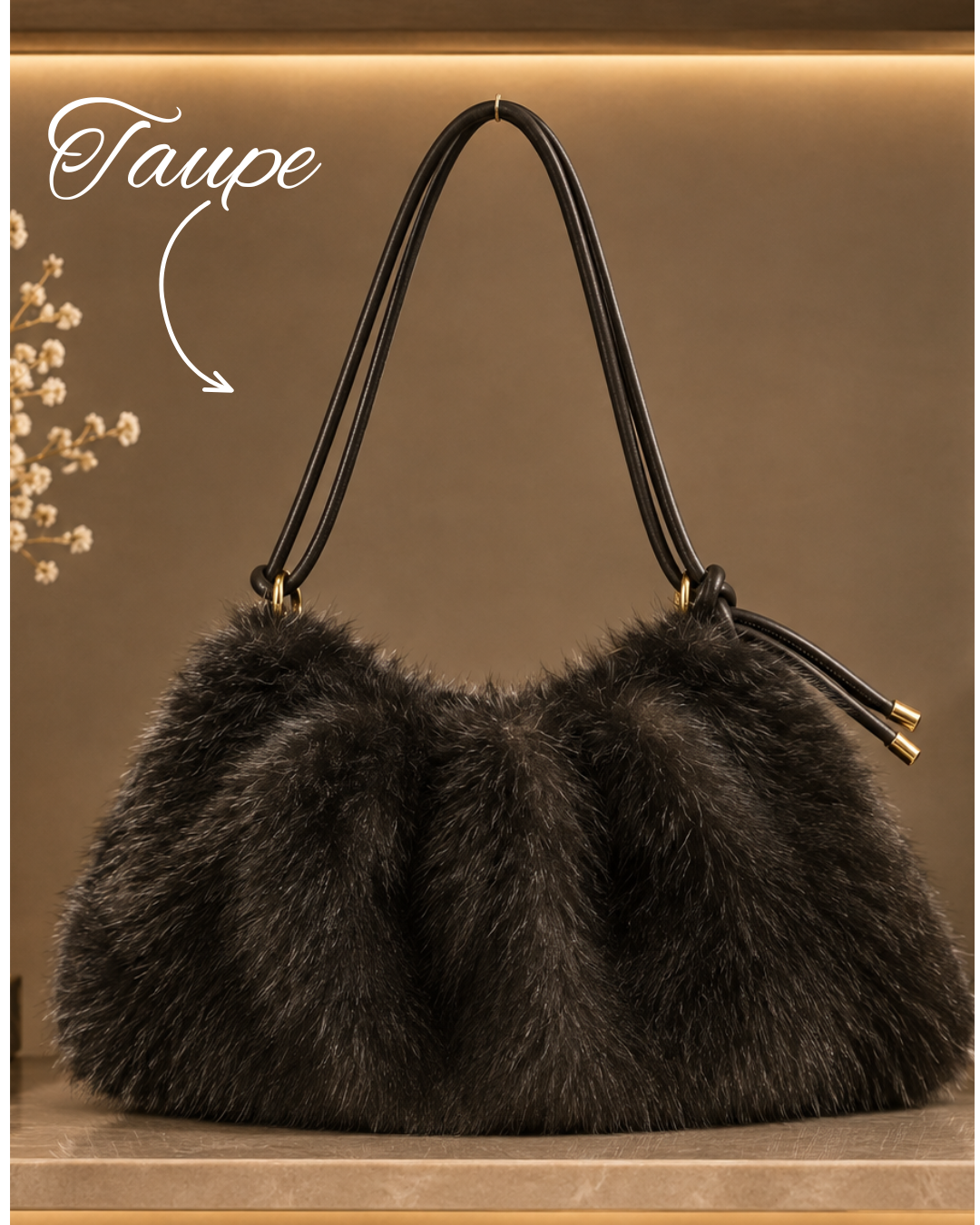 MINI FAUX FUR BAG WITH ZIP