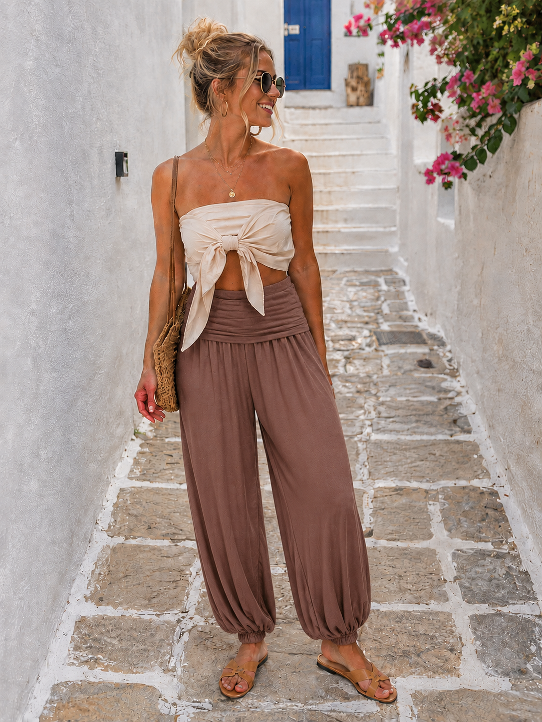RELAXED FIT HAREM TROUSERS
