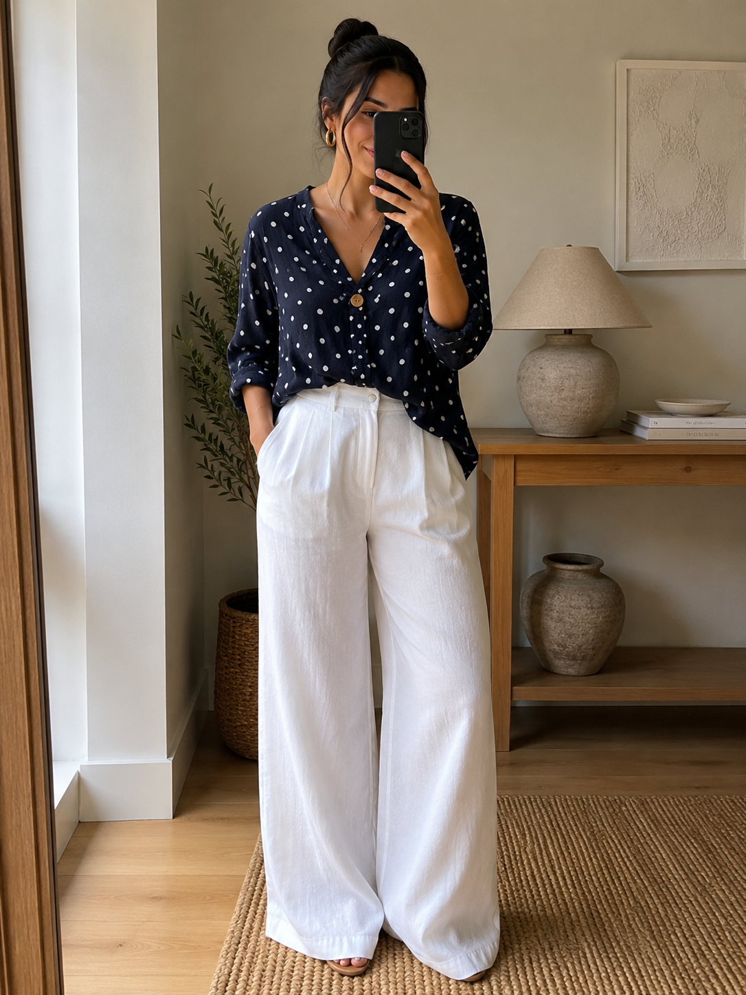 POLKA DOT COTTON BLOUSE