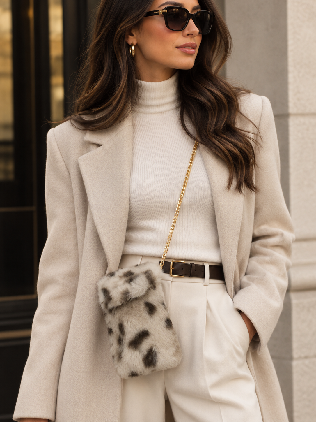 ANIMAL PRINT PHONE BAG WITH CHAIN